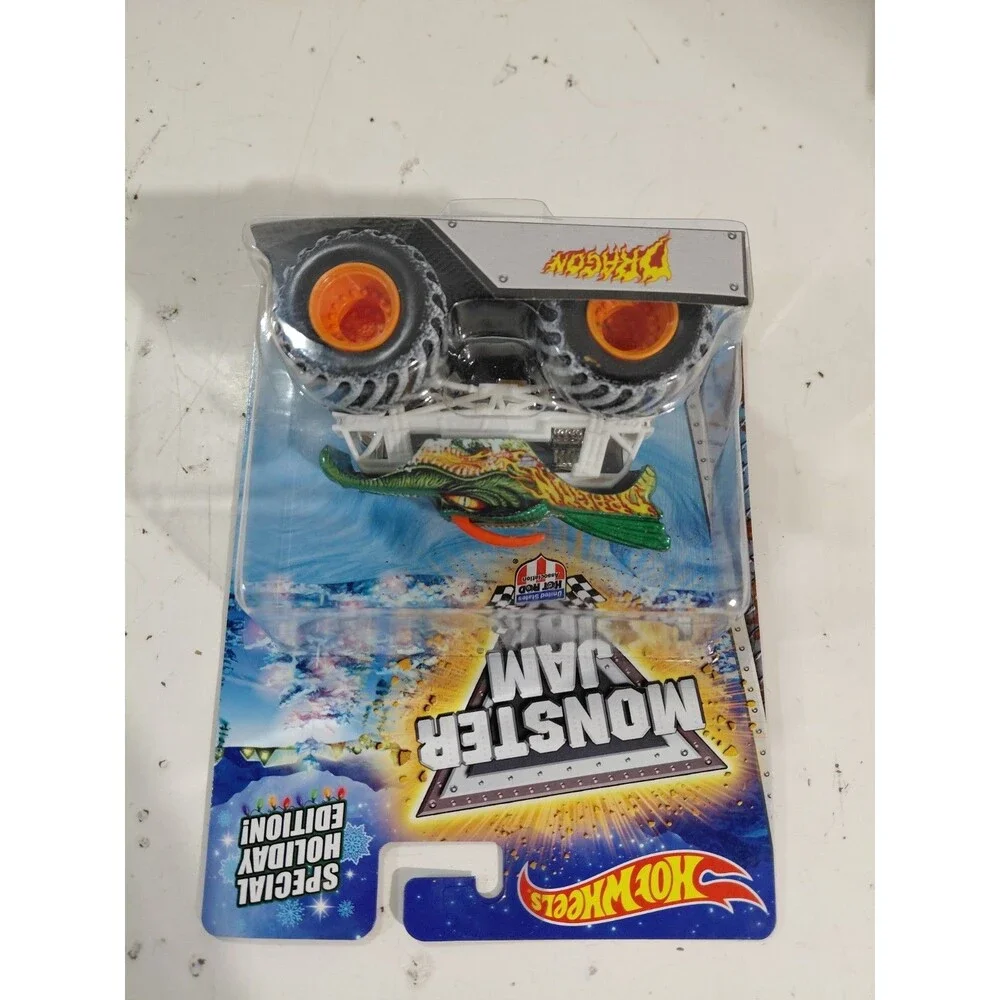 NIP Hot Wheels Monster Jam Holiday 1:64 Die Cast Dragon w/Snow Tires